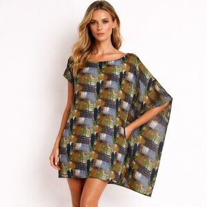 KAREN ZAMBOS draped caftan style dress medium